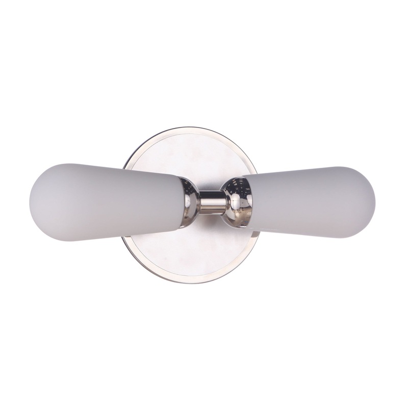 Craftmade Riggs 16" 2-Light Brushed Polished Nickel Linear Vanity Light With White Elongated Glass Shades
