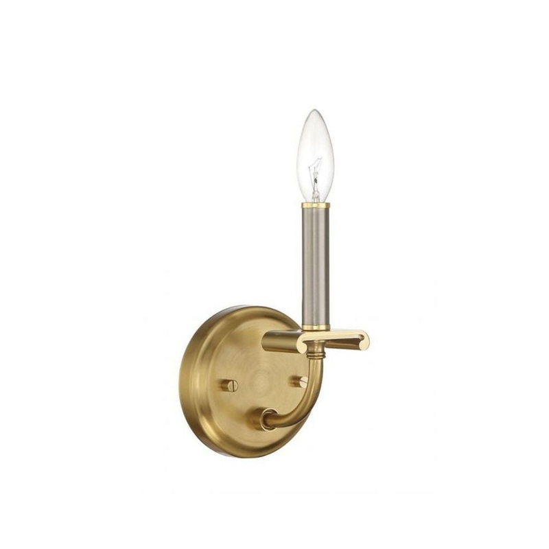 Craftmade Stanza 5" x 8" 1-Light Brushed Polished Nickel and Satin Brass Candle-style Wall Sconce