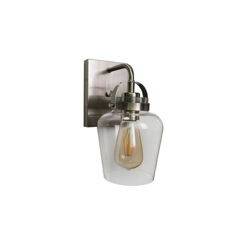 Craftmade Trystan 5" x 10" 1-Light Brushed Polished Nickel Wall Sconce With Clear Glass Shade