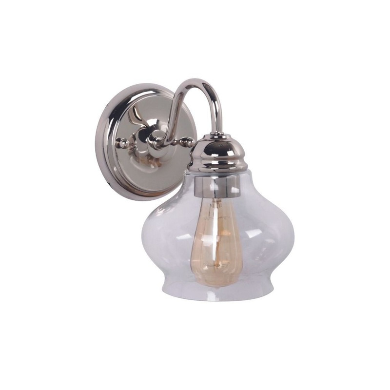 Craftmade Yorktown 6" x 9" 1-Light Polished Nickel Wall Sconce With Antique Clear Glass Shade