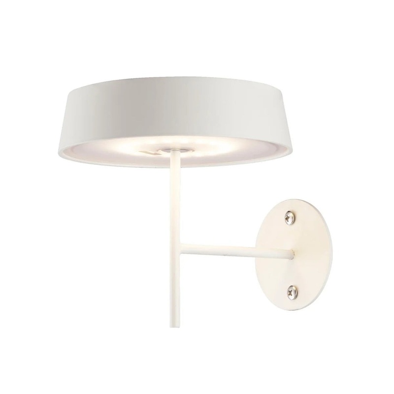 Arnsberg Alessandro Volta 5" White Portable Battery-Powered Dimmable LED Wall Sconce With USB Type-C Charger