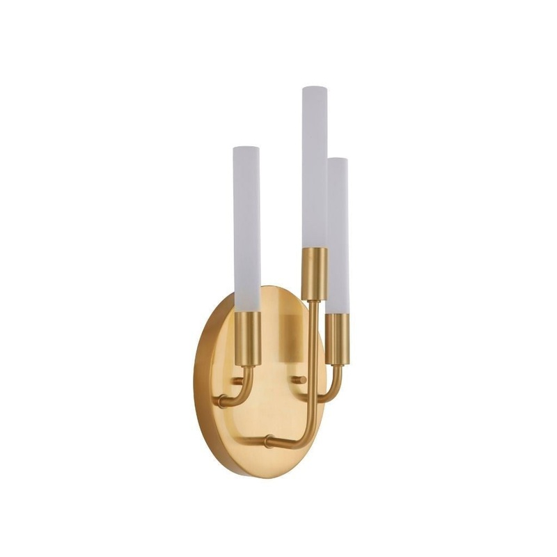 Craftmade Valdi 6" x 15" 3-Light Satin Brass LED Wall Sconce With White Opal Glass Shades
