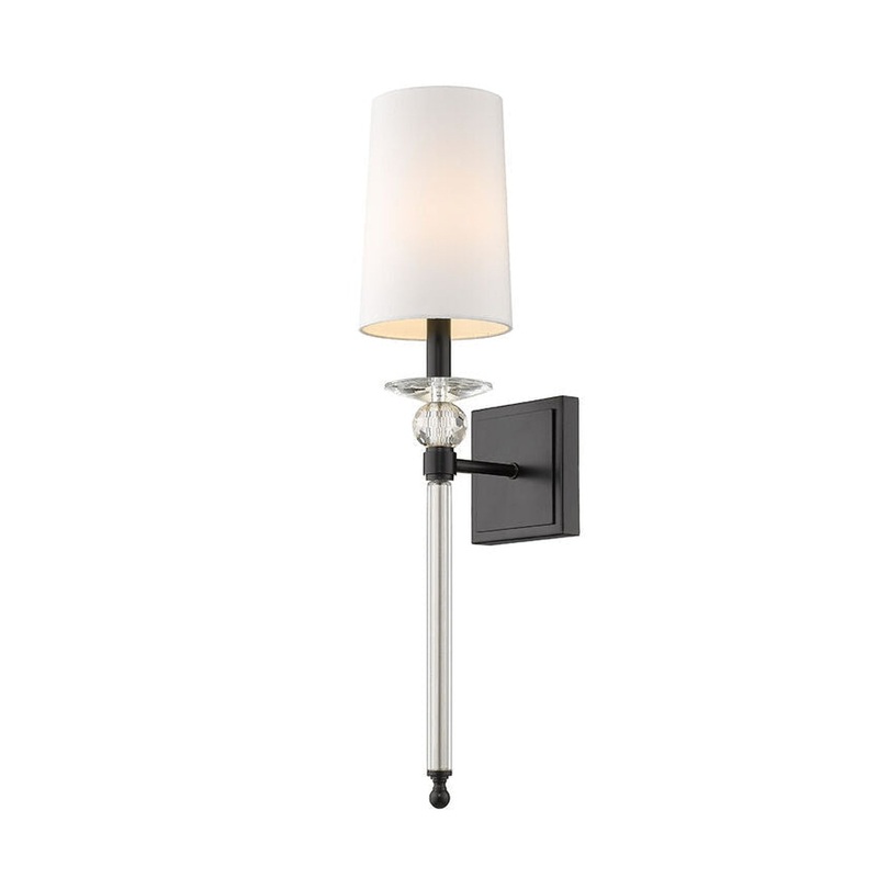 Z-Lite Ava 6" 1-Light Matte Black Wall Sconce With White Fabric Shade