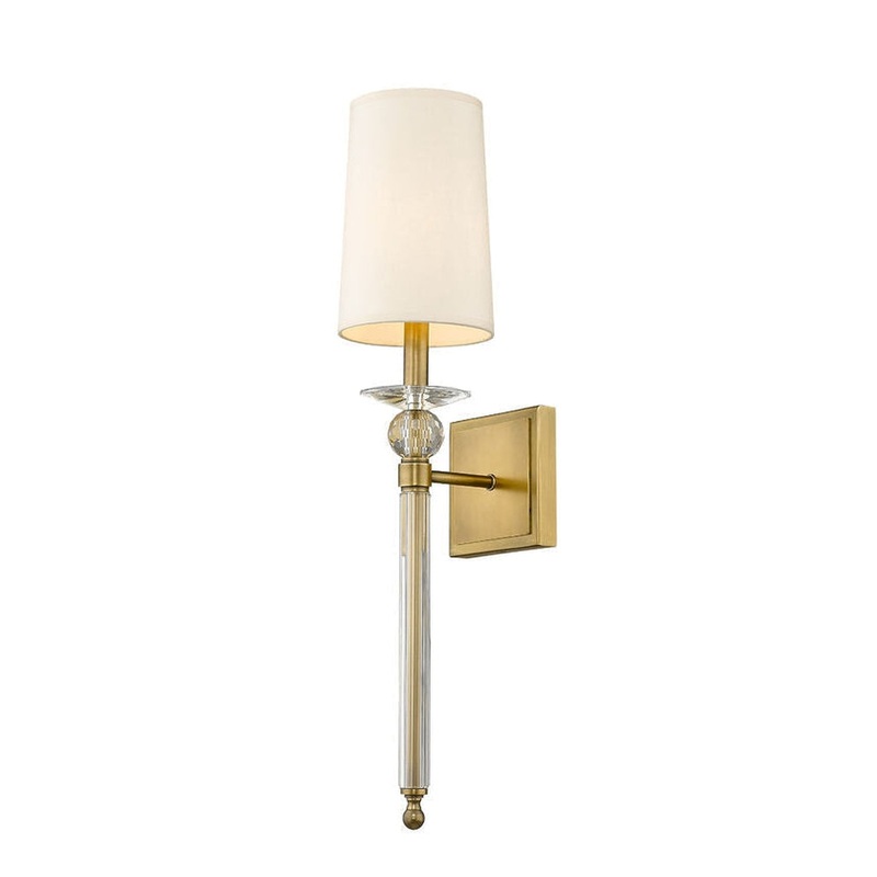 Z-Lite Ava 6" 1-Light Rubbed Brass Wall Sconce With Beige Parchment Paper Shade