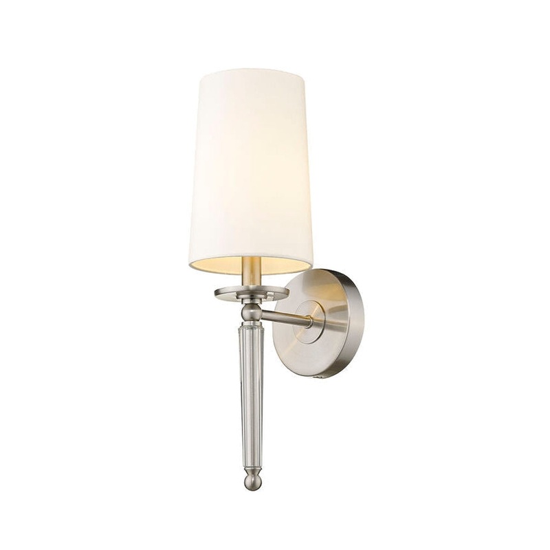 Z-Lite Avery 6" 1-Light Brushed Nickel Wall Sconce With White Fabric Shade