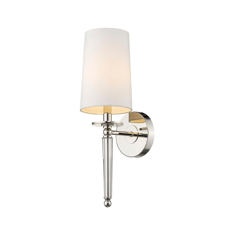 Z-Lite Avery 6" 1-Light Polished Nickel Wall Sconce With White Fabric Shade