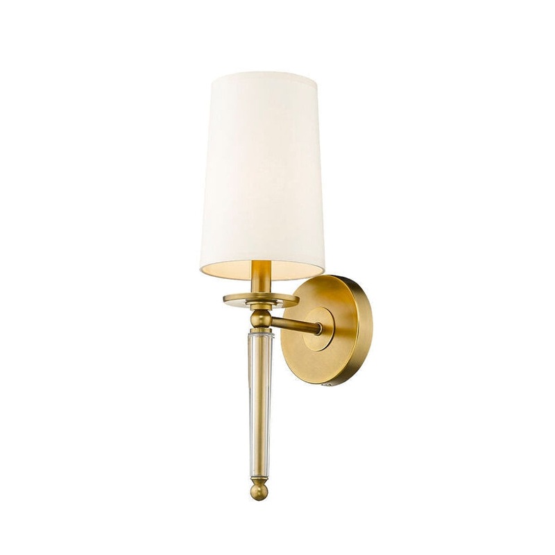 Z-Lite Avery 6" 1-Light Rubbed Brass Wall Sconce With Beige Parchment Paper Shade