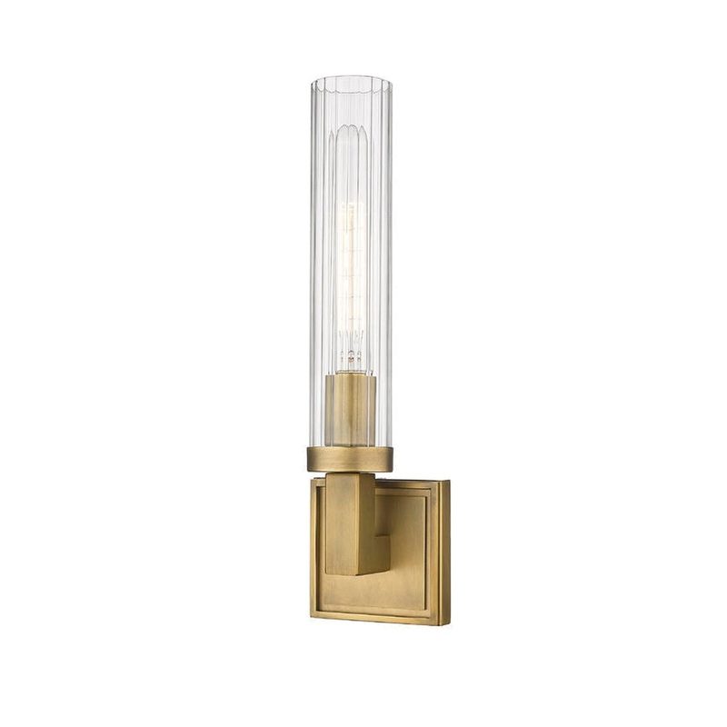 Z-Lite Beau 5" 1-Light Rubbed Brass Wall Sconce With Clear Glass Shade