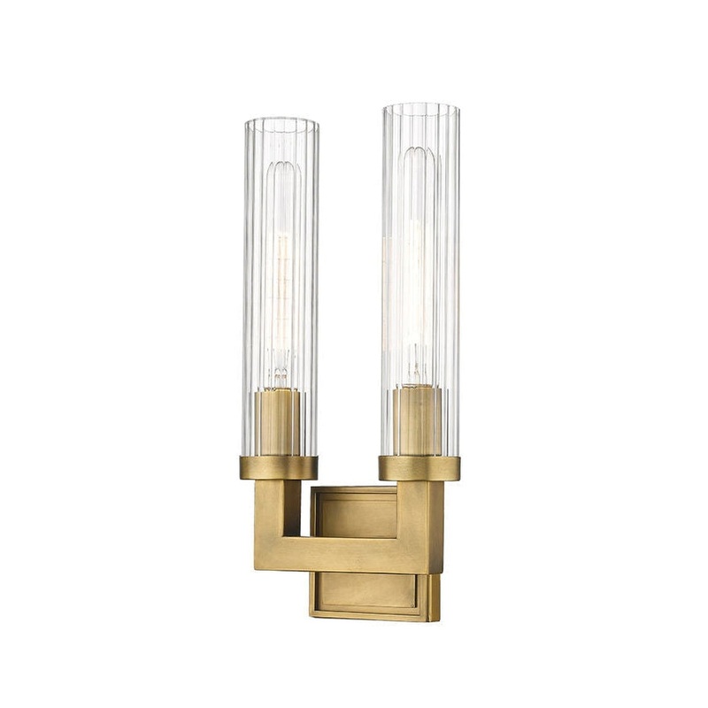 Z-Lite Beau 8" 2-Light Rubbed Brass Wall Sconce With Clear Glass Shade