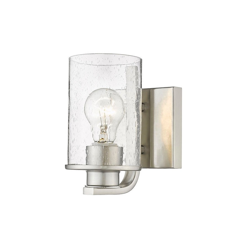 Z-Lite Beckett 5" 1-Light Brushed Nickel Wall Sconce With Clear Seedy Glass Shade