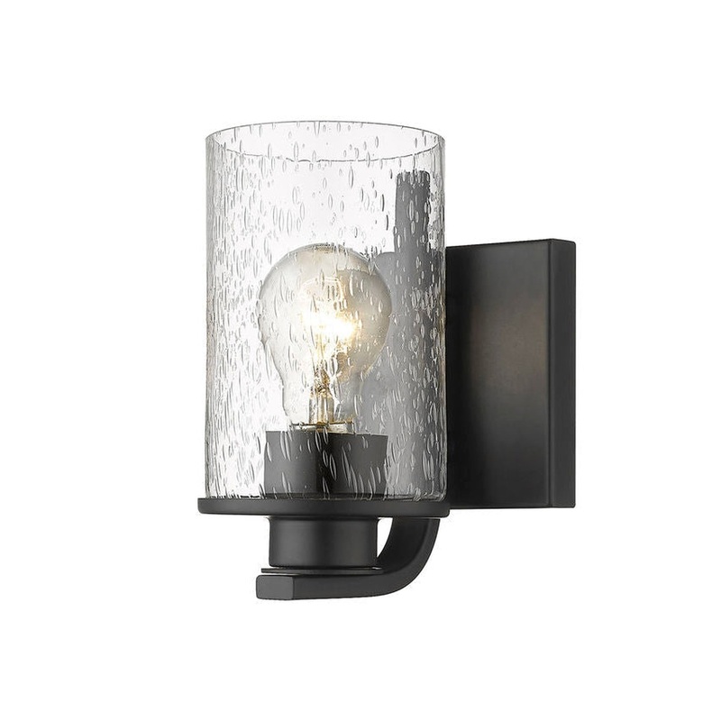 Z-Lite Beckett 5" 1-Light Matte Black Wall Sconce With Clear Seedy Glass Shade