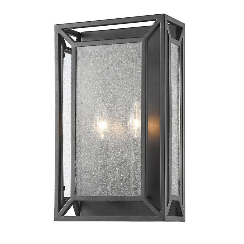 Z-Lite Braum 9" 2-Light Bronze Wall Sconce With  Clear Seedy Glass Shade