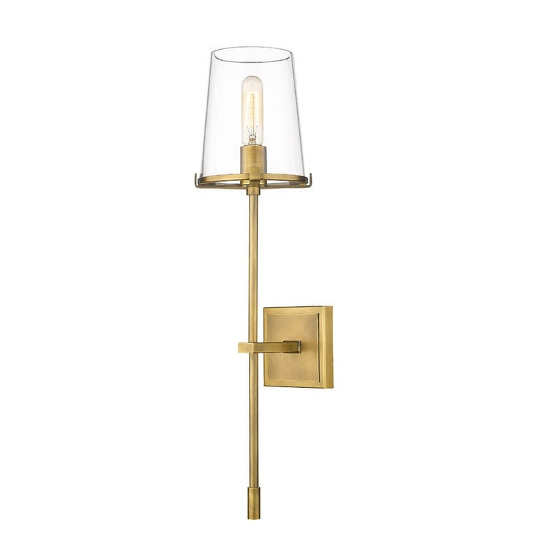 Z-Lite Callista 7" 1-Light Rubbed Brass Wall Sconce With Clear Glass Shade