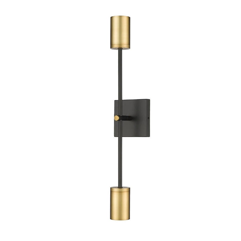 Z-Lite Calumet 6" 2-Light Matte Black and Olde Brass Wall Sconce