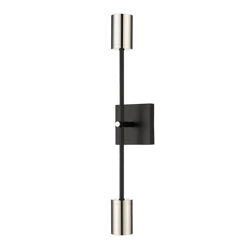 Z-Lite Calumet 6" 2-Light Matte Black and Polished Nickel Wall Sconce
