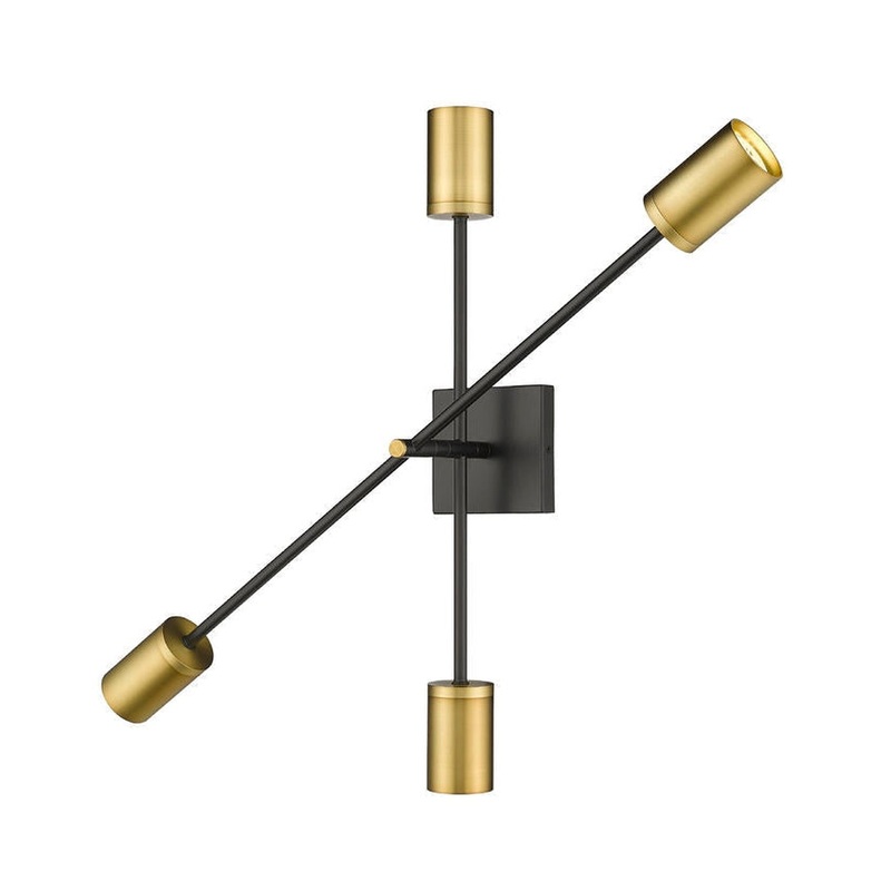 Z-Lite Calumet 6" 4-Light Matte Black and Olde Brass Wall Sconce