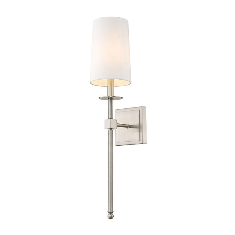 Z-Lite Camila 6" 1-Light Brushed Nickel Wall Sconce With White Fabric Shade