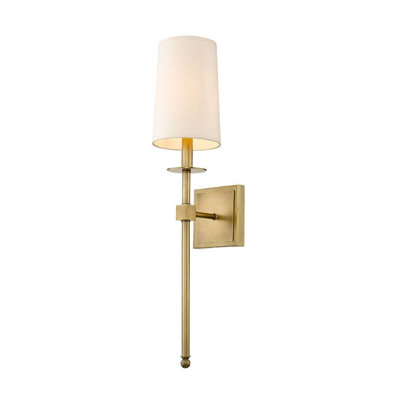 Z-Lite Camila 6" 1-Light Rubbed Brass Wall Sconce With Beige Parchment Paper Shade