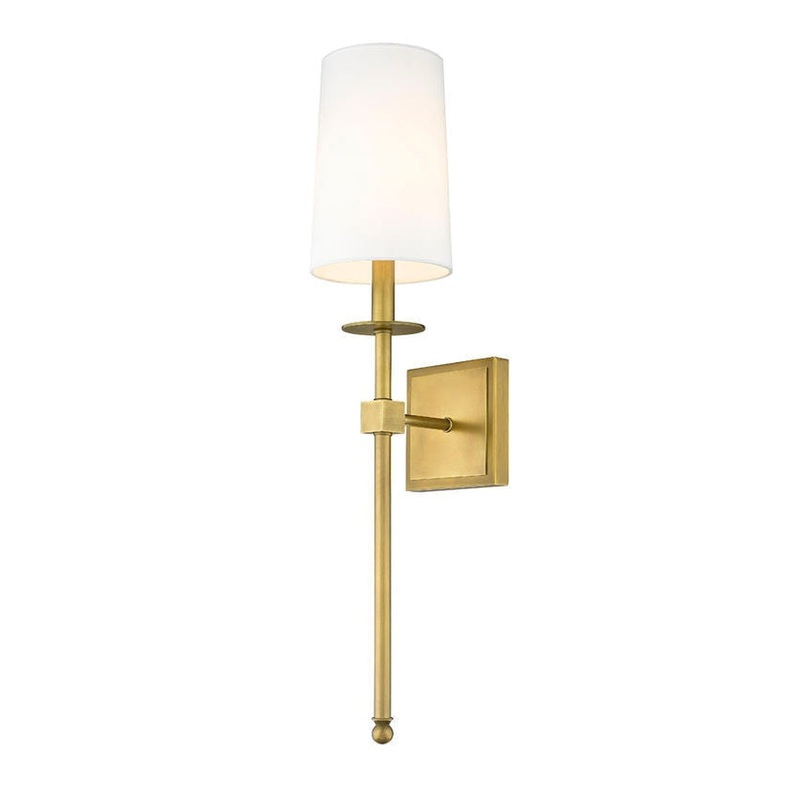 Z-Lite Camila 6" 1-Light Rubbed Brass Wall Sconce With White Fabric Shade