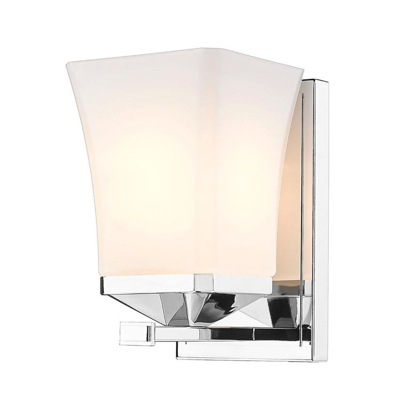 Z-Lite Darcy 5" 1-Light Chrome Wall Sconce With Etched Opal Glass Shade