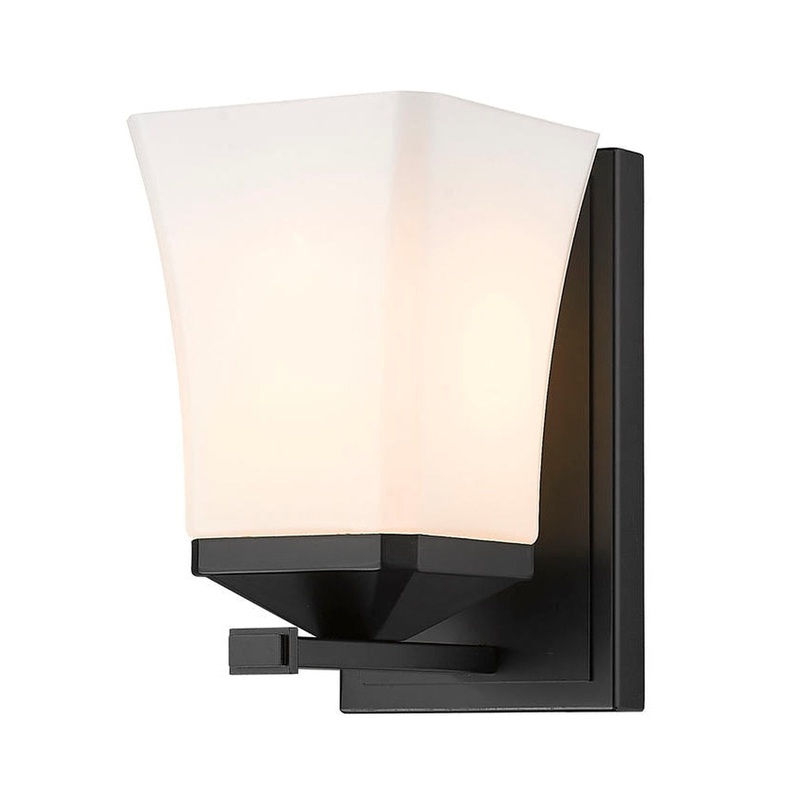 Z-Lite Darcy 5" 1-Light Matte Black Wall Sconce With Etched Opal Glass Shade