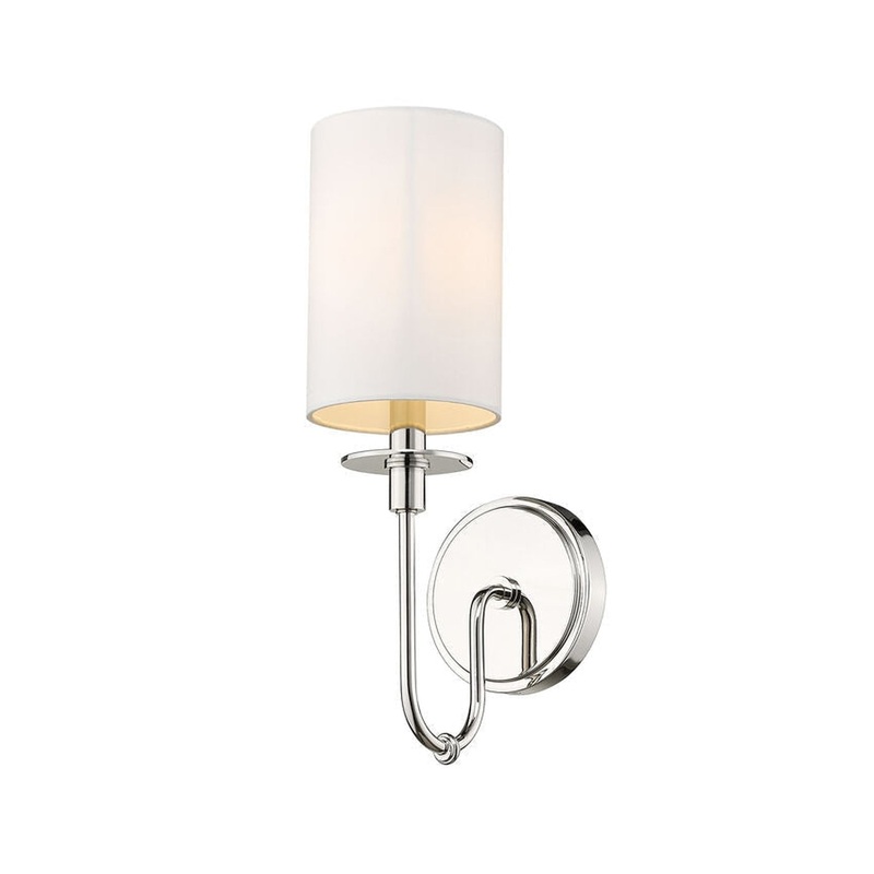 Z-Lite Ella 5" 1-Light White Polished Nickel Wall Sconce With White Fabric Shade