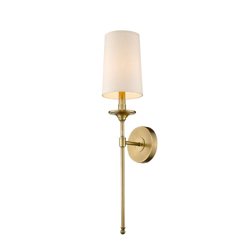 Z-Lite Emily 6" 1-Light Rubbed Brass Wall Sconce With Beige Parchment Paper Shade