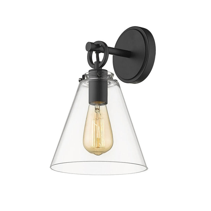 Z-Lite Harper 8" 1-Light Matte Black Wall Sconce With Clear Glass Shade
