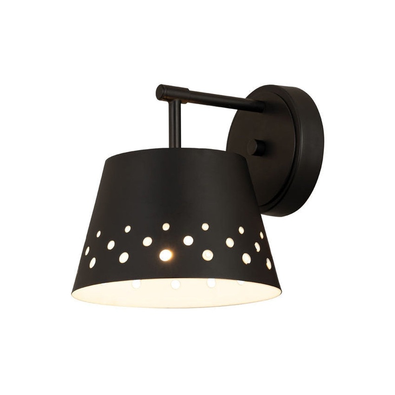 Z-Lite Katie 8" 1-Light Matte Black Wall Sconce With Iron Matte Black Shade