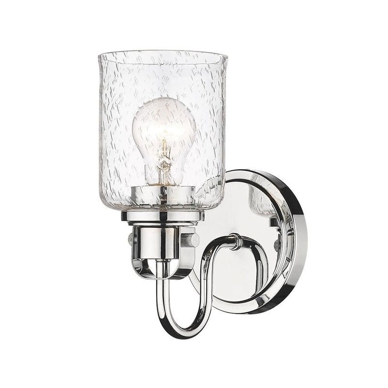 Z-Lite Kinsley 5" 1-Light Chrome Wall Sconce With Clear Seeded Glass Shade