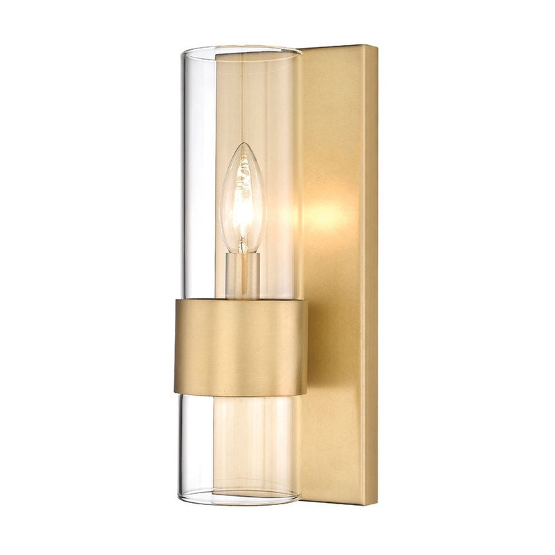 Z-Lite Lawson 5" 1-Light Rubbed Brass Wall Sconce With Clear Glass Shade