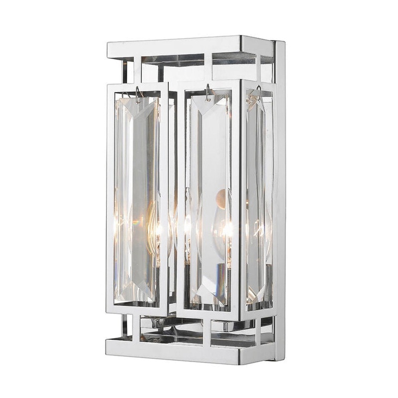 Z-Lite Mersesse 4" 2-Light Chrome Wall Sconce With Clear Crystal Chrome Shade