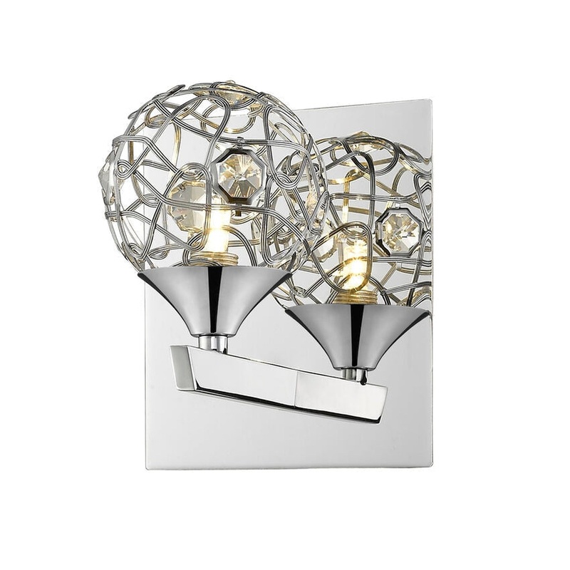 Z-Lite Nabul 6" 1-Light Chrome Crystal Steel Shade Wall Sconce With Chrome Frame Finish