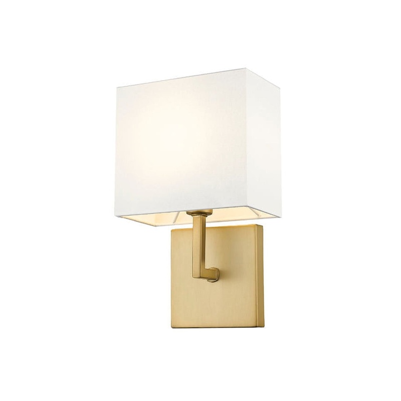 Z-Lite Saxon 7" 1-Light Olde Brass Wall Sconce With White Fabric Shade