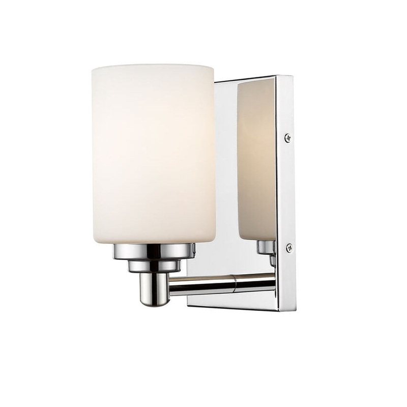 Z-Lite Soledad 5" 1-Light Chrome Wall Sconce With White Glass Shade