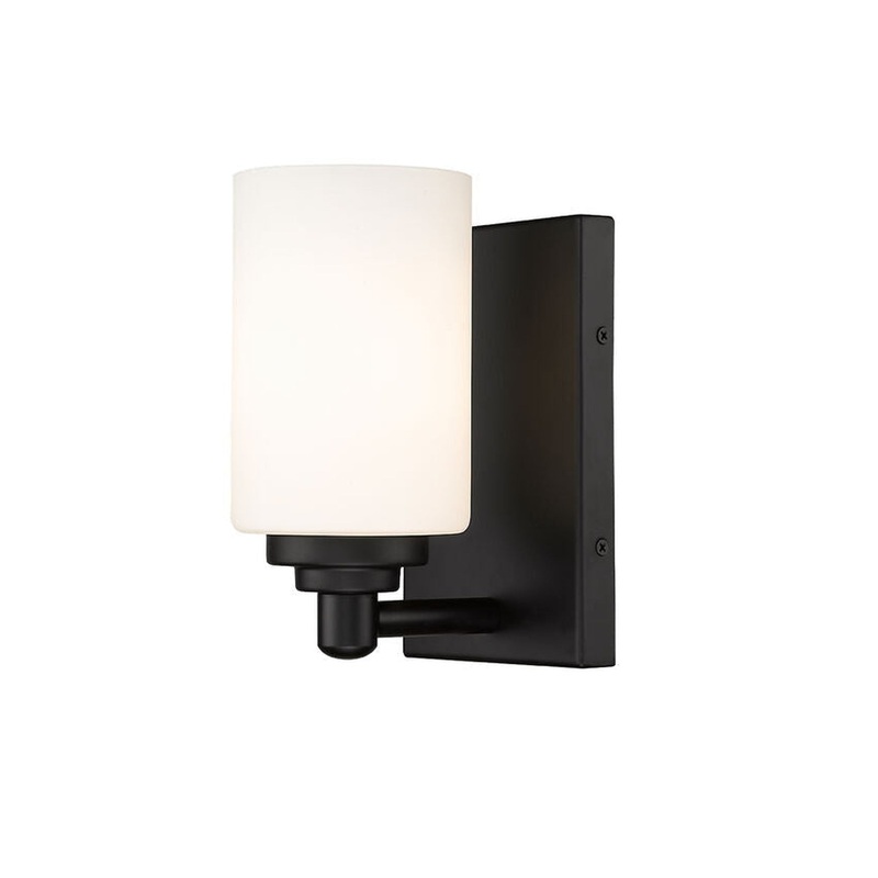 Z-Lite Soledad 5" 1-Light Matte Black Wall Sconce With White Glass Shade
