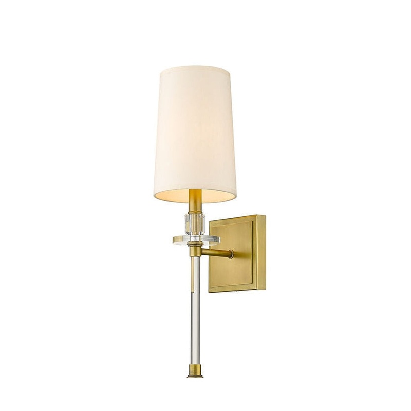 Z-Lite Sophia 6" 1-Light Rubbed Brass Wall Sconce With Beige Parchment Paper Shade