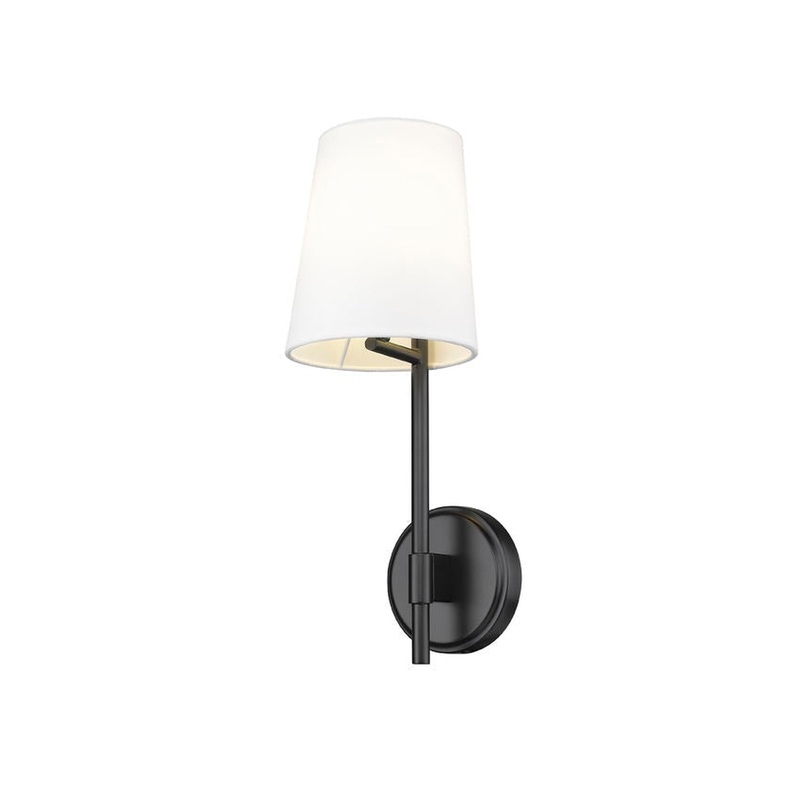 Z-Lite Winward 6" 1-Light Matte Black Wall Sconce With White Fabric Shade