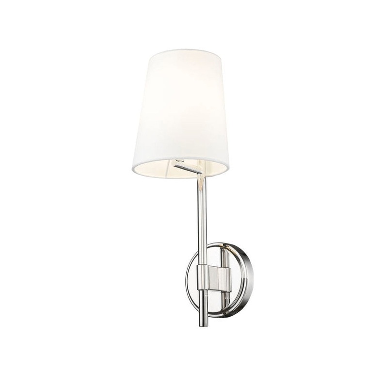 Z-Lite Winward 6" 1-Light Polished Nickel Wall Sconce With White Fabric Shade