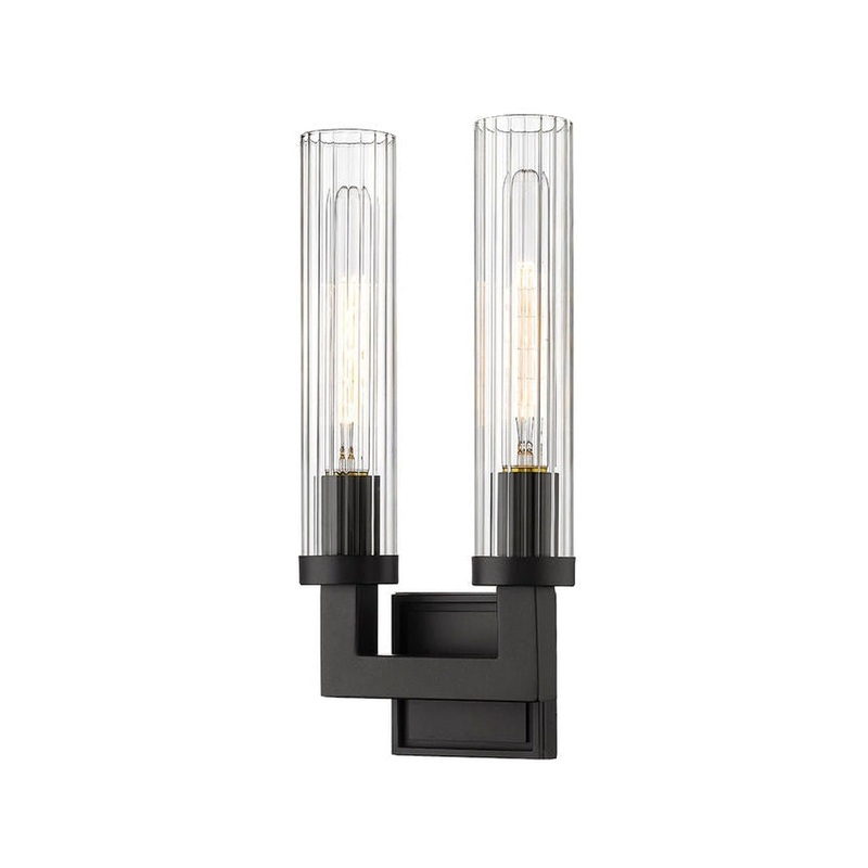 Z-Lite Beau 8" 2-Light Bronze Wall Sconce With Clear Glass Shade