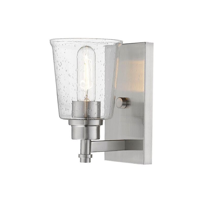 Z-Lite Bohin 5" 1-Light Brushed Nickel Wall Sconce With Clear Seedy Glass Shade