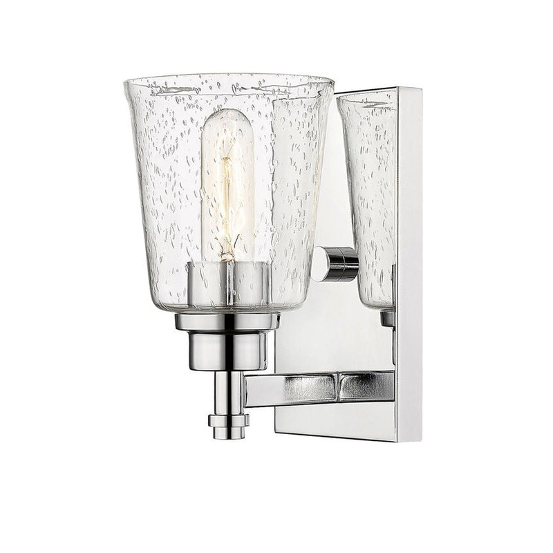 Z-Lite Bohin 5" 1-Light Chrome Wall Sconce With Clear Seedy Glass Shade