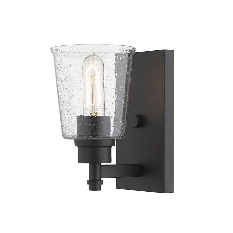 Z-Lite Bohin 5" 1-Light Matte Black Wall Sconce With Clear Seedy Glass Shade