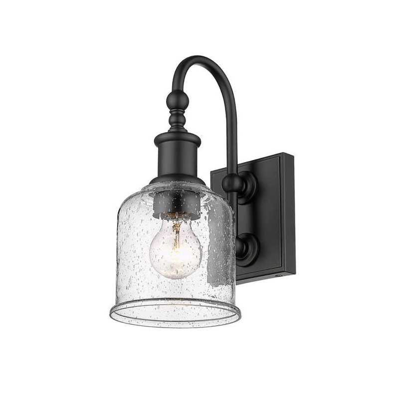 Z-Lite Bryant 6" 1-Ligh Matte Black Wall Sconce With  Clear Seedy Glass Shade