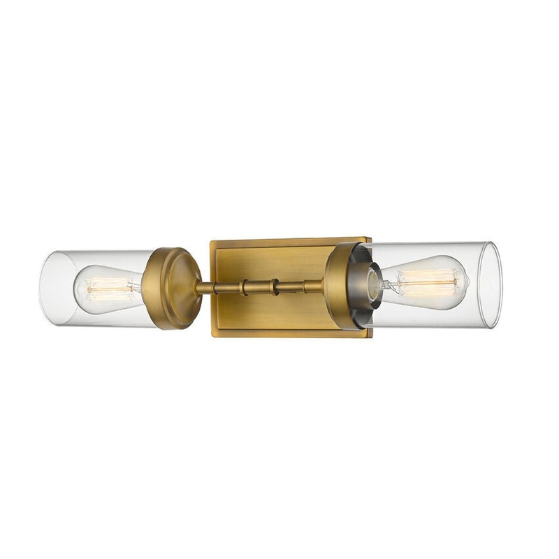Z-Lite Calliope 21" 2-Light Foundry Brass Wall Sconce With Clear Glass Shade