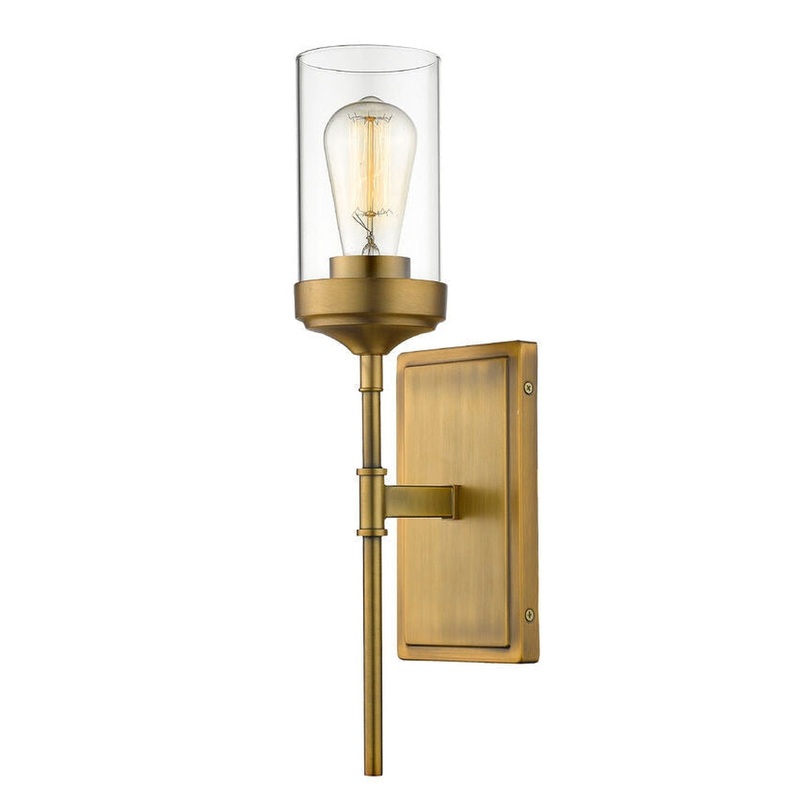 Z-Lite Calliope 5" 1-Light Foundry Brass Wall Sconce With Clear Glass Shade