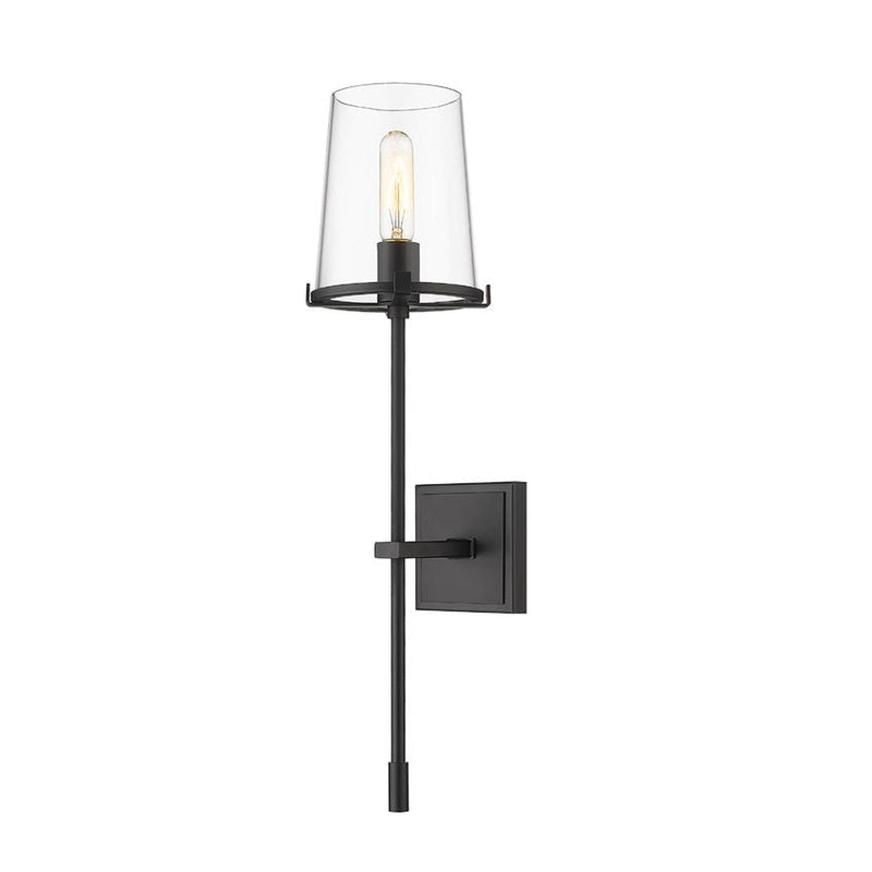 Z-Lite Callista 7" 1-Light Matte Black Wall Sconce With Clear Glass Shade
