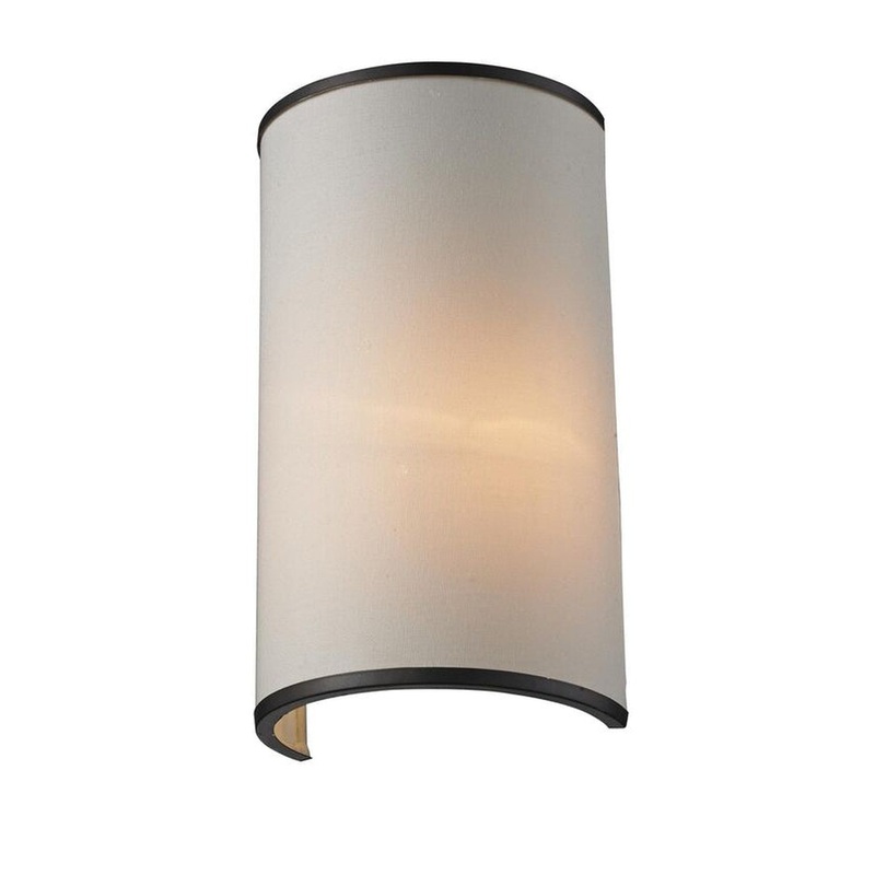 Z-Lite Cameo 7" 1-Light Factory Bronze Wall Sconce With Crme Linen Fabric Shade