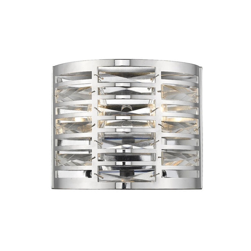 Z-Lite Cronise 10" 2-Light Steel Chrome Wall Sconce With Crystal Glass Shade