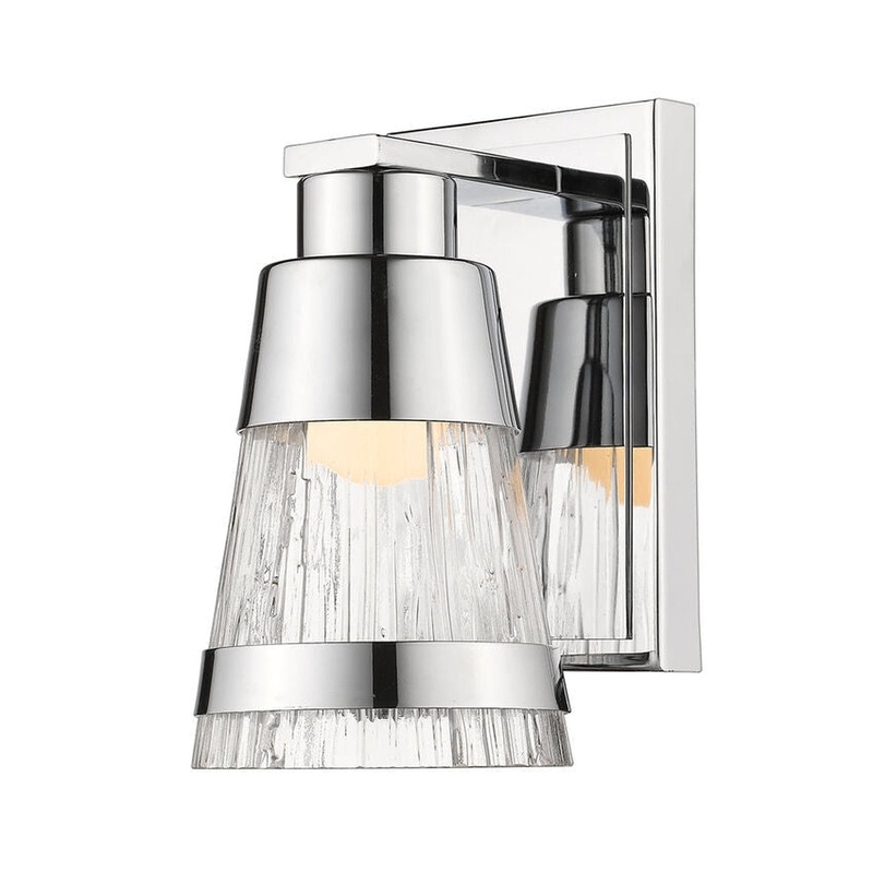 Z-Lite Ethos 5" 1-Light LED Chrome Wall Sconce With Chisel Glass Shade
